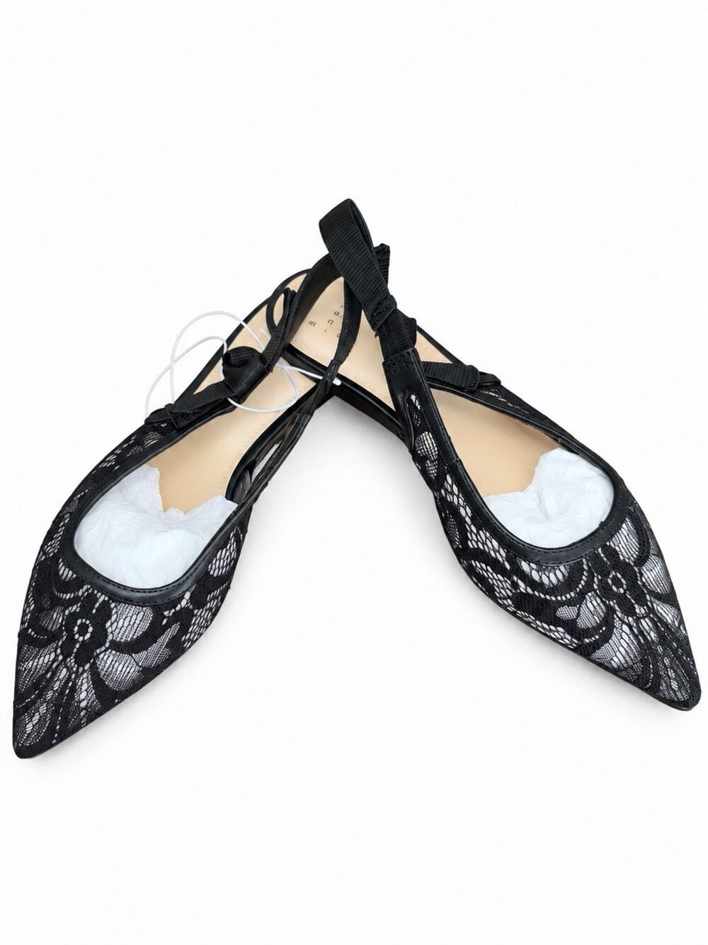 A New Day London Women’s Flats Size 6.5 Black Lace Pointed Toe Slingback NWT